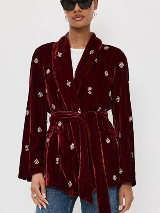 Misa Los Angeles Jackets & Blazers - MISA Los Angeles Lena Velvet Blazer - Garnet - Size L - NWT